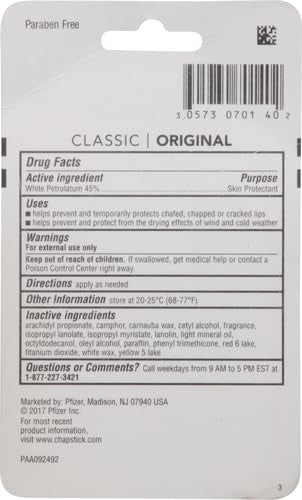 ChapStick Classic Original Lip Balm Tubes, Lip Care - 0.15 Oz Pack of 3