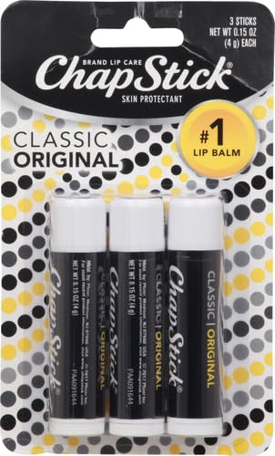 ChapStick Classic Original Lip Balm Tubes, Lip Care - 0.15 Oz Pack of 3