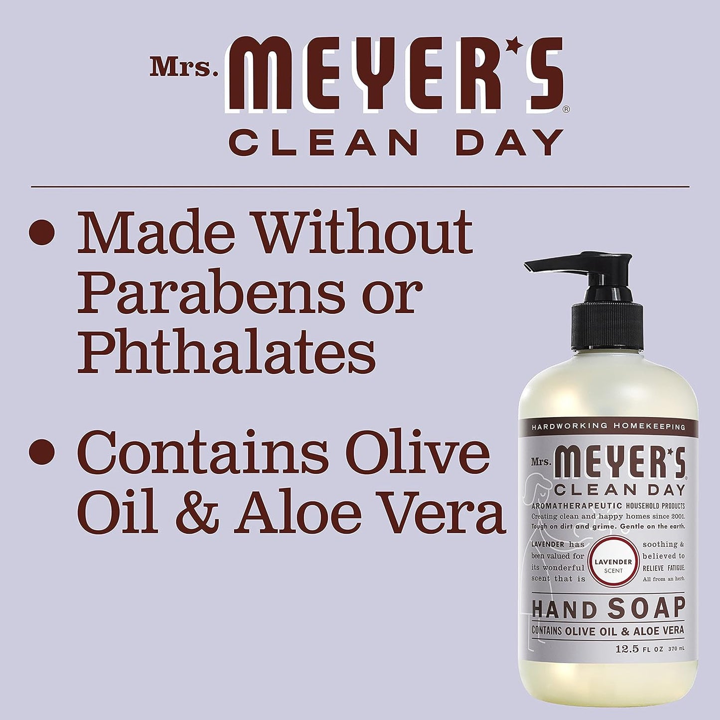 MRS. MEYER'S CLEAN DAY Liquid Hand Soap Refill, Cruelty Free and Biodegradable Formula, Lavender Scent, 33 Fl Oz Pack of 1