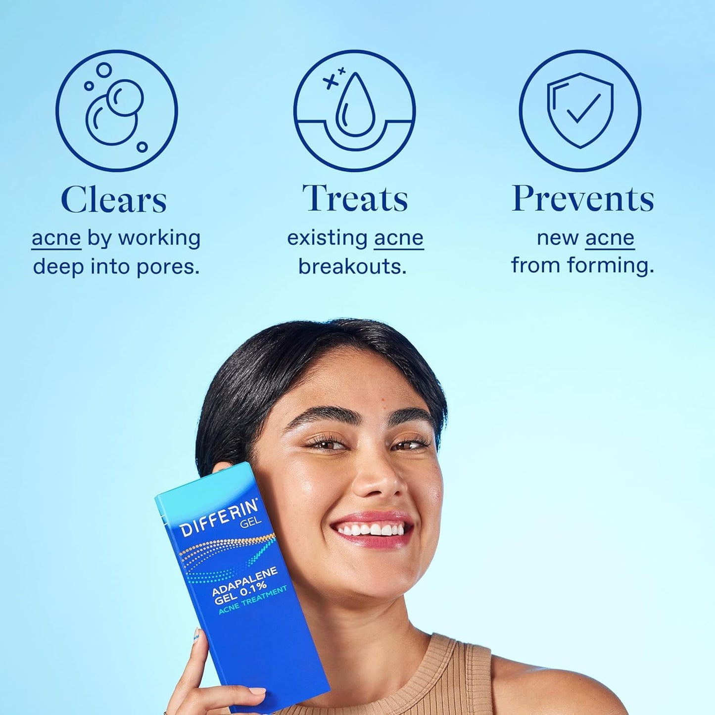 Differin Acne Treatment Gel, 30 Day Supply, Retinoid Treatment for Face with 0.1% Adapalene, Gentle Skin Care for Acne Prone Sensitive Skin, 15g Tube Packaging May Vary
