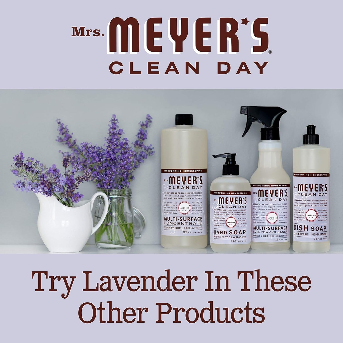 MRS. MEYER'S CLEAN DAY Liquid Hand Soap Refill, Cruelty Free and Biodegradable Formula, Lavender Scent, 33 Fl Oz Pack of 1