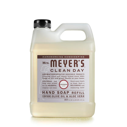 MRS. MEYER'S CLEAN DAY Liquid Hand Soap Refill, Cruelty Free and Biodegradable Formula, Lavender Scent, 33 Fl Oz Pack of 1