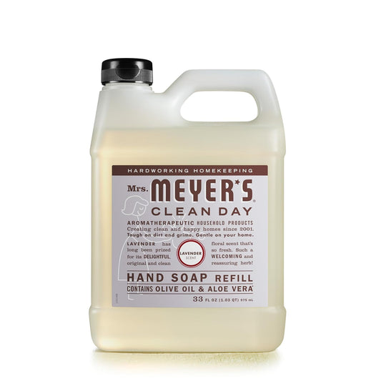 MRS. MEYER'S CLEAN DAY Liquid Hand Soap Refill, Cruelty Free and Biodegradable Formula, Lavender Scent, 33 Fl Oz Pack of 1