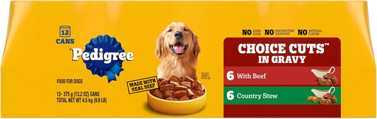 Pedigree Choice Cuts in Gravy Adult Canned Soft Wet Dog Food, Beef & Country Stew, 13.2 oz. Cans 12 Count, Pack of 1